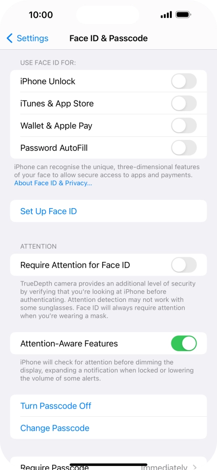 Press Turn Passcode Off and key in the phone lock code.