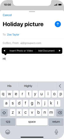 Press Insert Photo or Video and follow the instructions on the screen to attach a picture or a video clip.