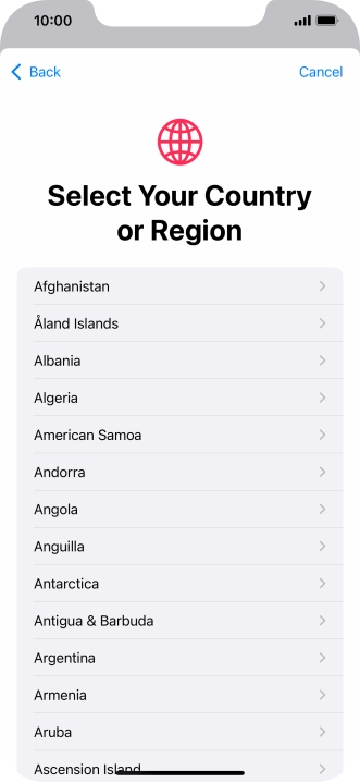 Press the required country.
