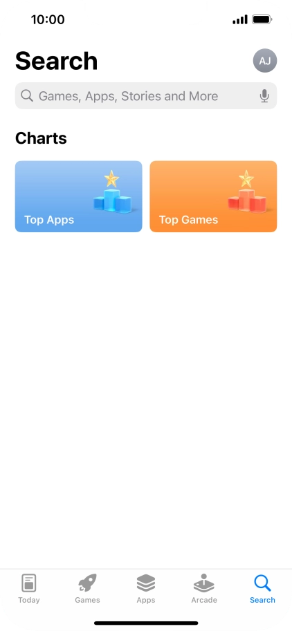 Press the search field and key in the name or subject of the required app.