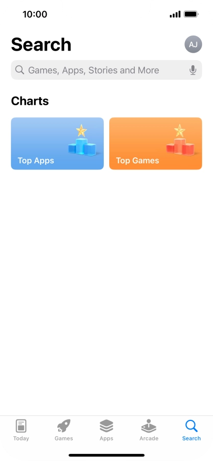 Press the search field and key in the name or subject of the required app.