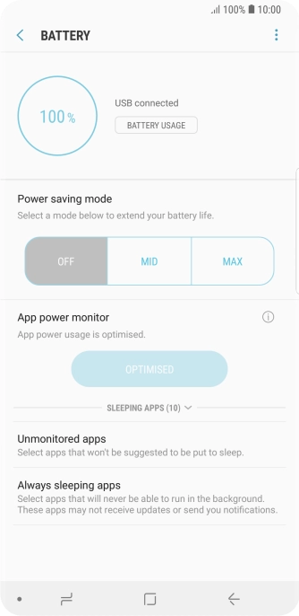 Press the required setting. Press the required setting.