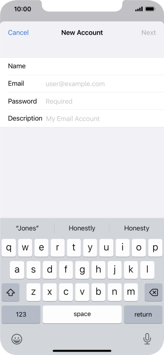 Press Email and key in your email address.