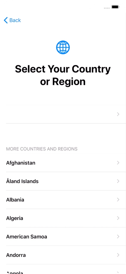 Press the required country or area.