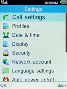 Select Call settings and press the Left selection key. Select Call settings and press the Left selection key.