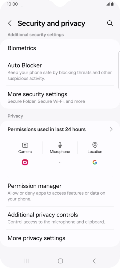 Press More security settings.