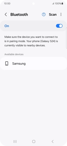 Press the required Bluetooth device and follow the instructions on the screen to pair the device with your phone.