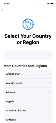 Press the required country or area.