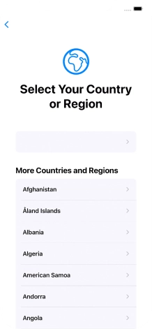 Press the required country or area. Press the required country or area.