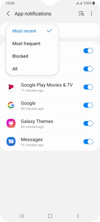 Press the required setting.