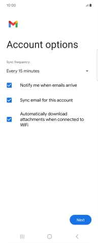 If this screen is displayed, you email account has been recognised and set up automatically. Follow the instructions on the screen to key in more information and finish setting up your phone.