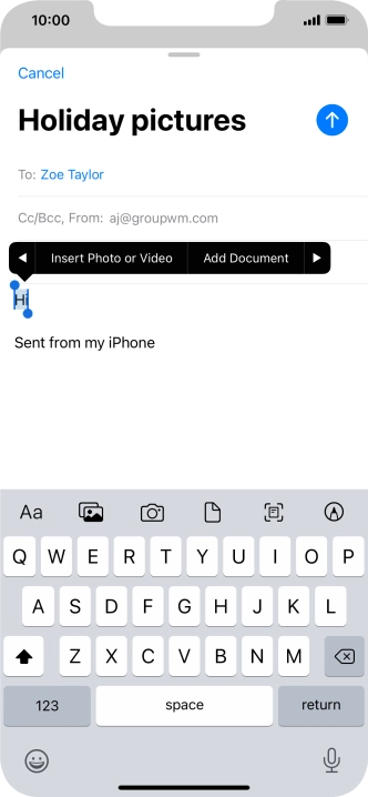 Press Insert Photo or Video and follow the instructions on the screen to attach a picture or a video clip.