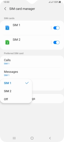 Press the required setting.