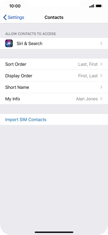 Press Import SIM Contacts.