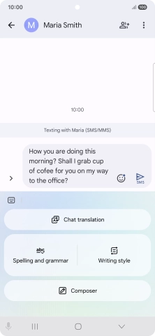 To check your text for grammatical and spelling errors, press Spelling and grammar and follow the instructions on the screen to use the function.