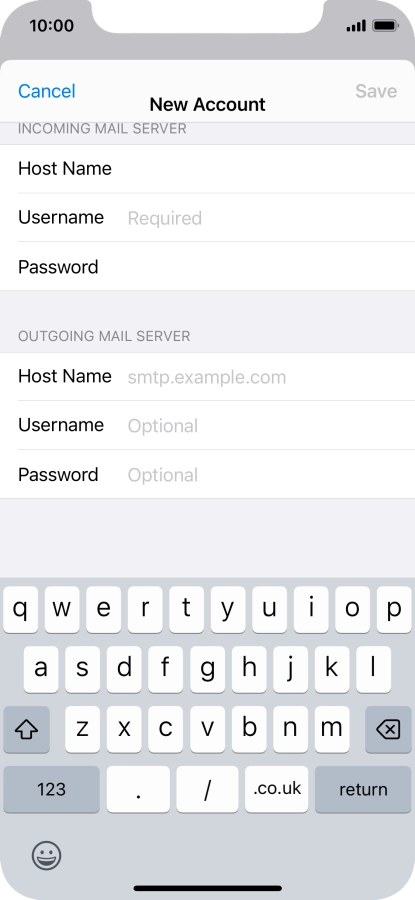 Press Username and key in the username for your email account.