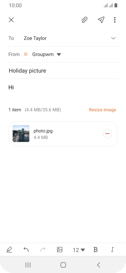 Press the send icon when you've finished your email message.