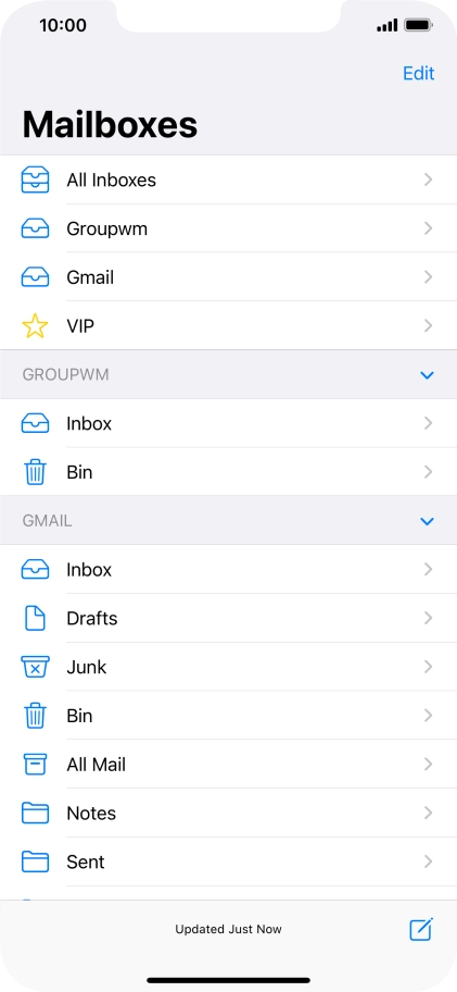 Press the required email account.