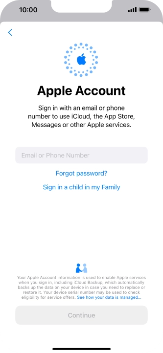 Press Email or Phone Number and key in the username for your Apple ID.