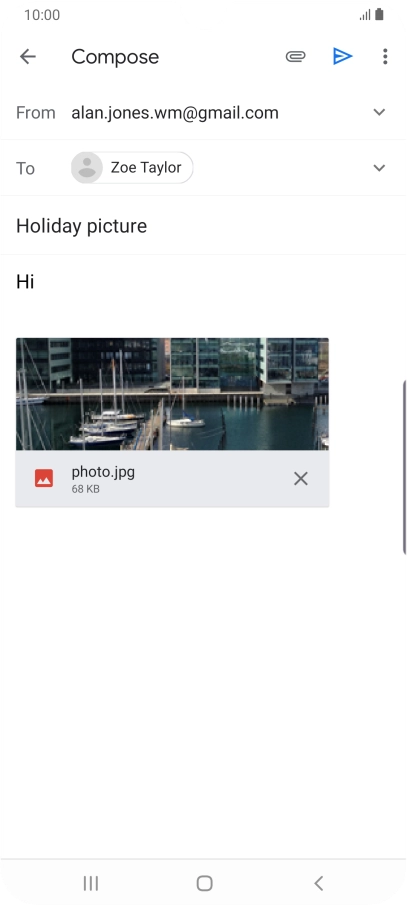 Press the send icon when you've finished your email message.
