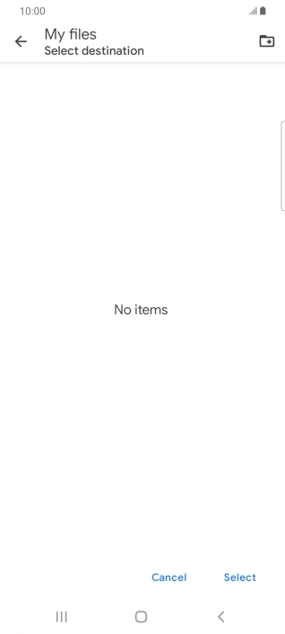 To create a new folder, press the new folder icon and follow the instructions on the screen to create a new folder.