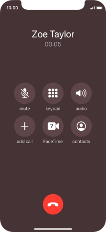 Press the end call icon to end the call.