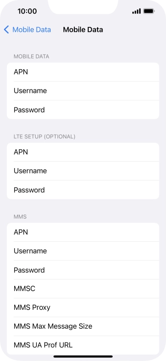 Press APN and key in live.vodafone.com.