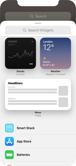 Press the required widget.