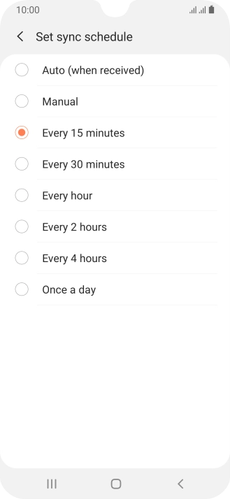 Press the required setting.
