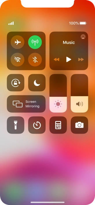 Press the flight mode icon to turn the function on or off.
