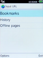 Select Bookmarks and press the Navigation key.