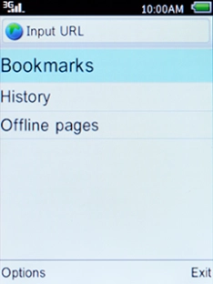 Select Bookmarks and press the Navigation key.