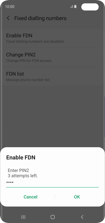 Key in your PIN2 and press OK.