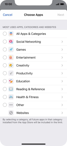 Press the required categories.