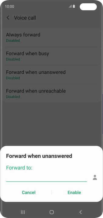 Key in (prefix) 5 (your phone number) and press Enable.