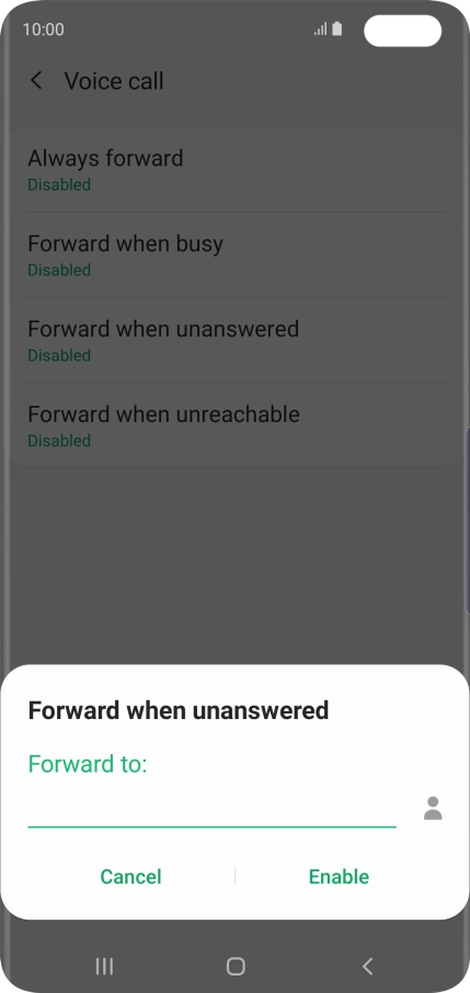 Key in (prefix) 5 (your phone number) and press Enable.