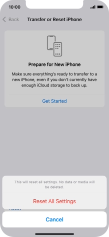 Press Reset All Settings.