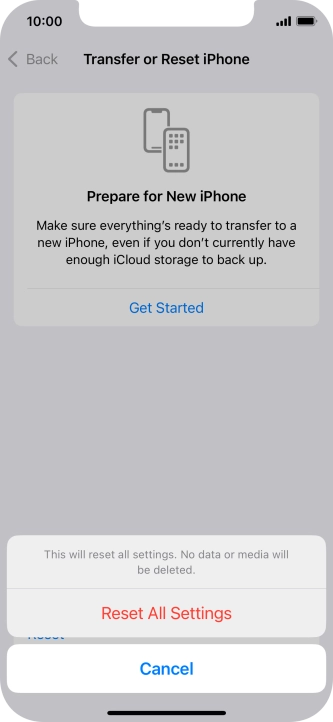 Press Reset All Settings.