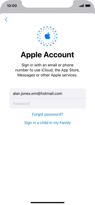 Press Password and key in the password for your Apple ID.