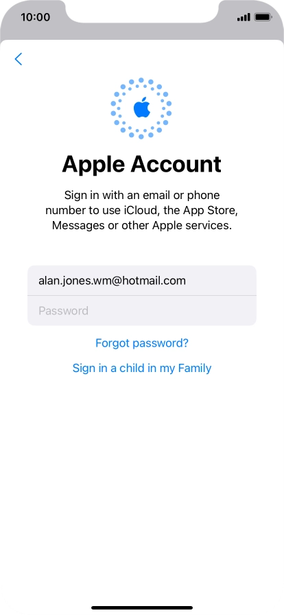 Press Password and key in the password for your Apple ID.
