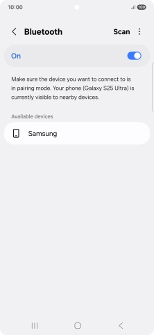 Press the required Bluetooth device and follow the instructions on the screen to pair the device with your phone.