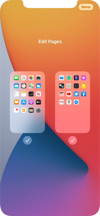 Press the fields below the required home screens to select or deselect them. Press the fields below the required home screens to select or deselect them.