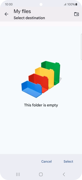 To create a new folder, press the new folder icon and follow the instructions on the screen to create a new folder.