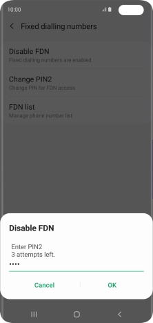 Key in your PIN2 and press OK.
