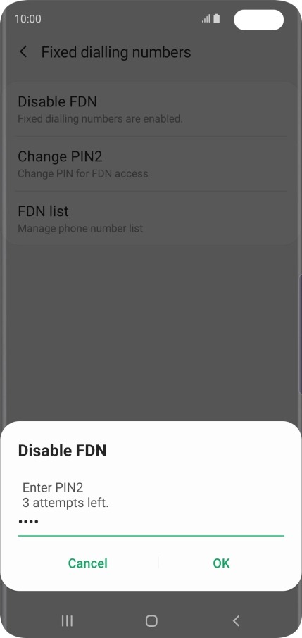 Key in your PIN2 and press OK.