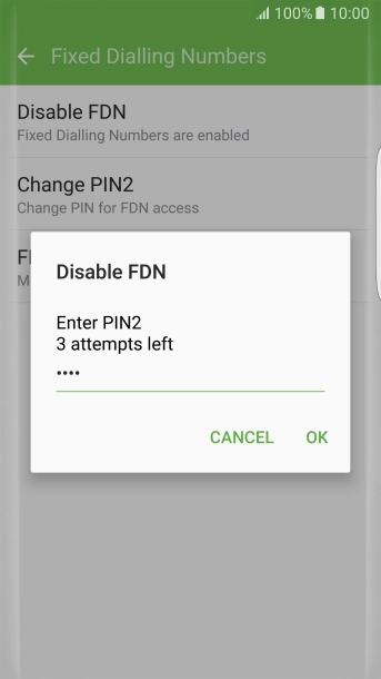 Key in your PIN2 and press OK. Key in your PIN2 and press OK.