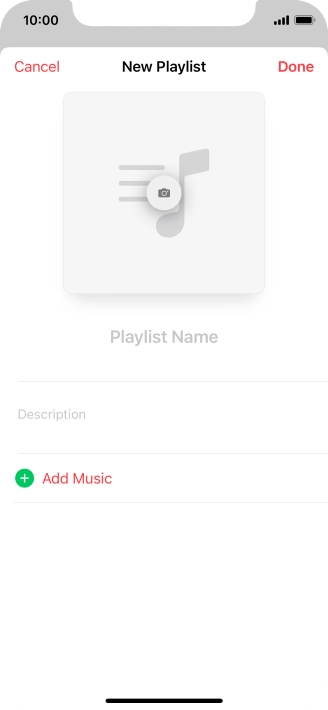 Press the text input field and key in a name for the playlist.