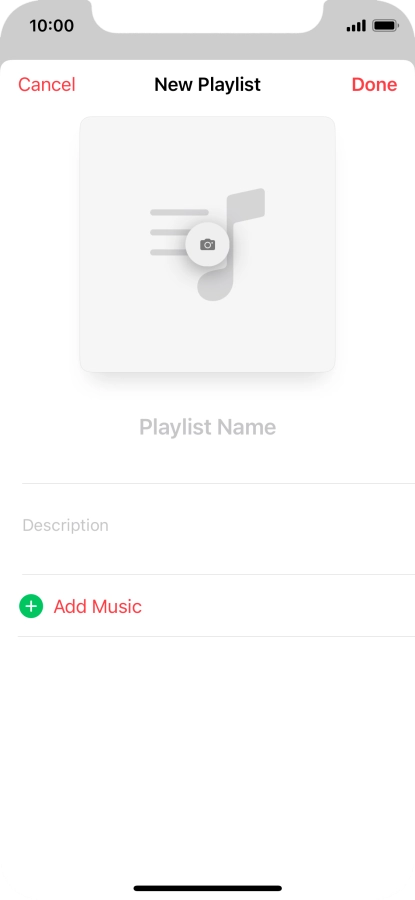 Press the text input field and key in a name for the playlist.