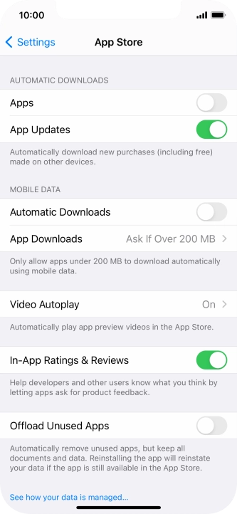 Press the indicators next to the required content types to turn the function on or off.