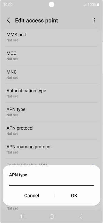 Key in default and press OK.